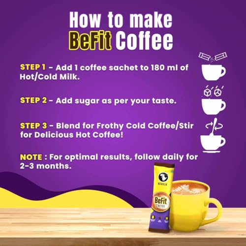 Image of Bevzilla 30 Instant BeFit Coffee Powder Sachets |Arabica with Fenugreek Extract (30 x 5g Pouches)| Smooth, Bold Flavour | Supports a Healthier Lifestyle |Enjoy Hot & Cold