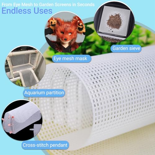 Image of 6 Pcs Plastic Canvas Sheets, 10.5x13.5In 7 Count Eye Mesh for Mask Cross Stitch, Rustproof Plastic Mesh Sheet Aquarium Dividers & DIY Crafts | Pre-Cut Smooth-Edged Needlepoint Canvas