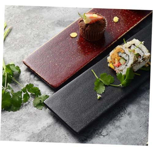 Plato Sushi Rectangular de Cerámica Color Rojo miniatura 7
