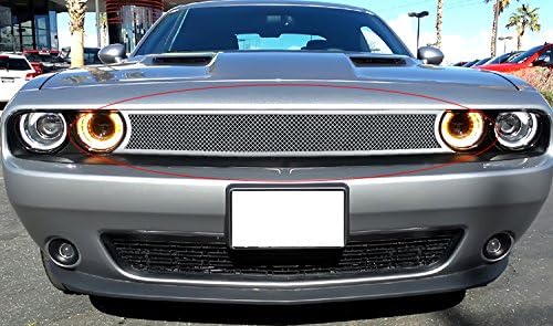 HD Ridez Premium Stainless Steel Chrome Mesh Front Grille Grill Insert Compatible with Dodge Challenger 2015-2023 Main Upper HDR-GRDB3663T