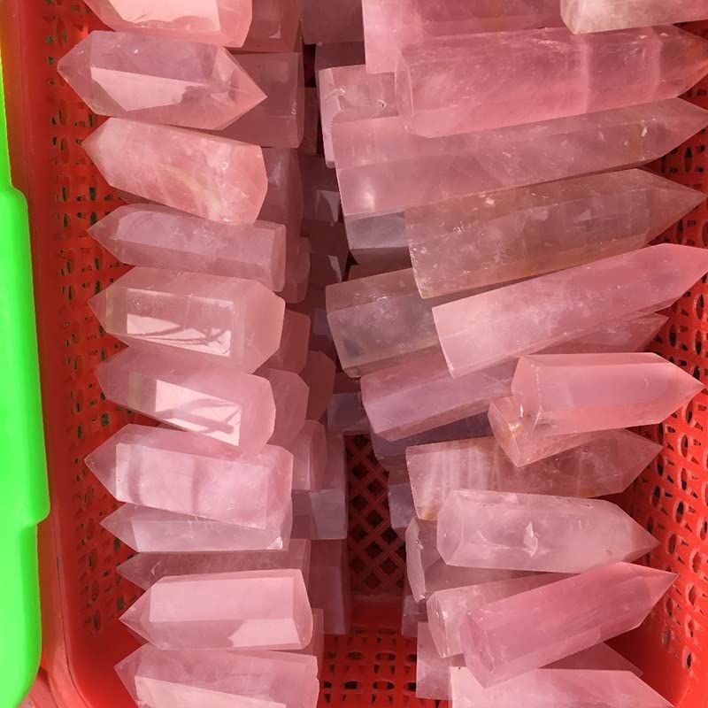 Varita de punta de cristal de cuarzo rosa natural, regalo de inauguración 5