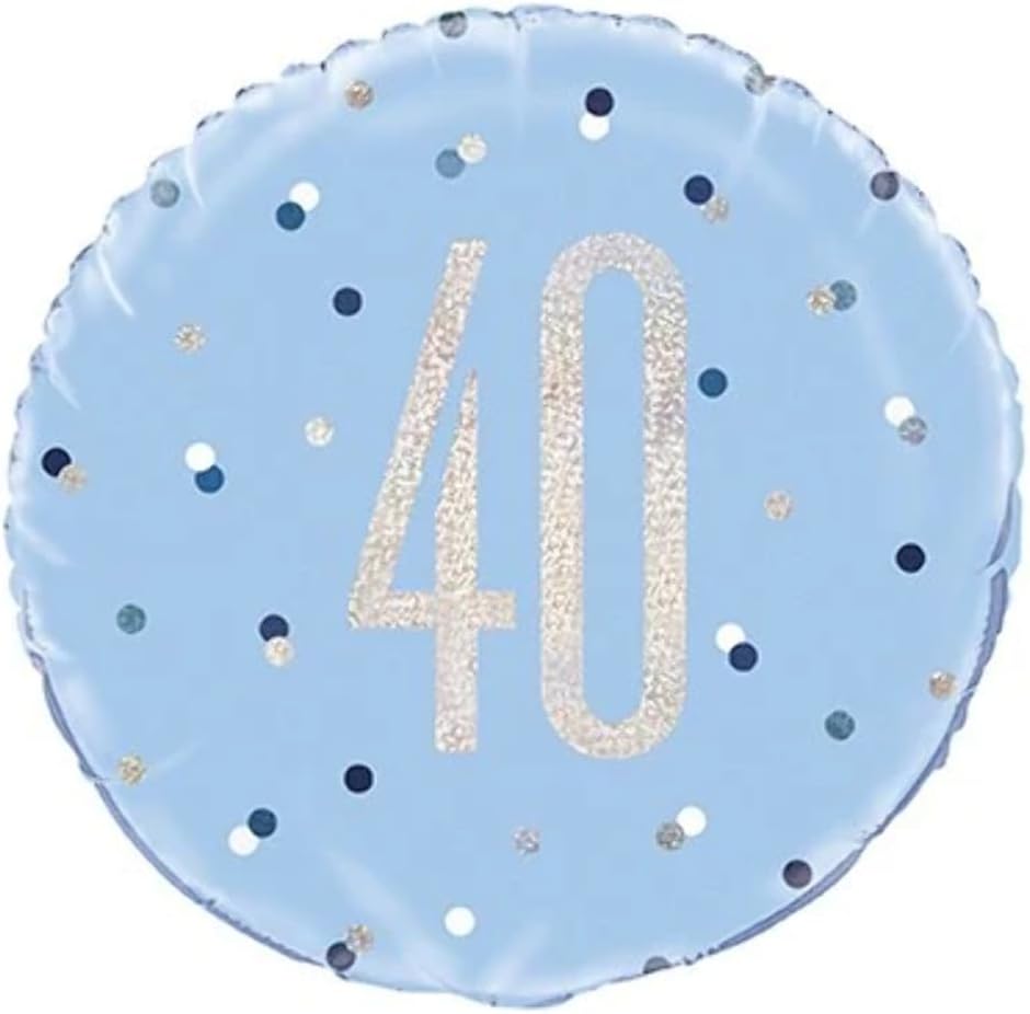 Unique Party 83359 Blue Prismatic 40th Birthday Round Foil Balloon, 18" 1 Pc, Age 40