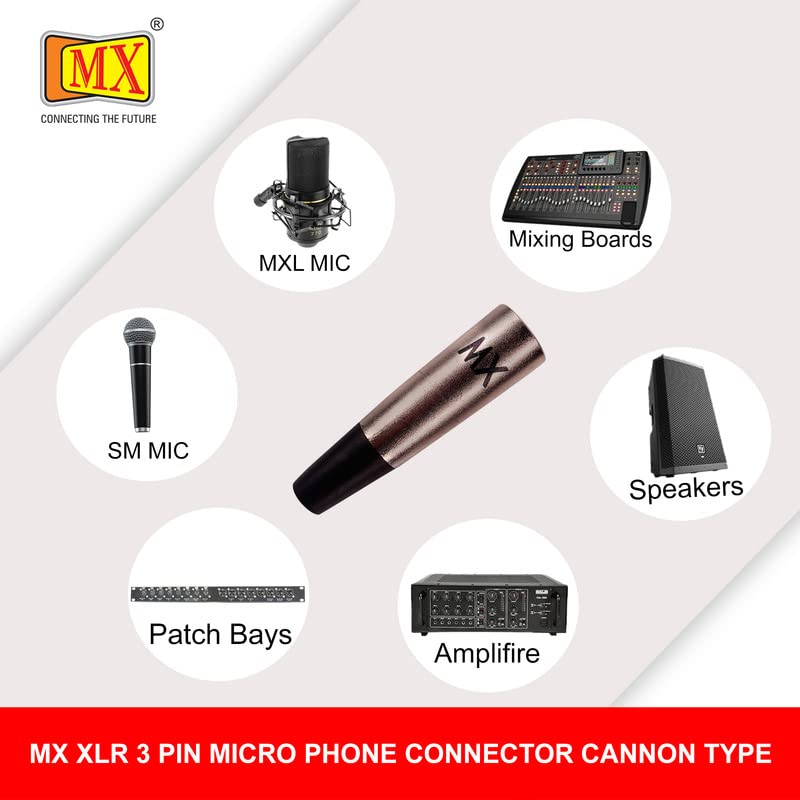 Image of MX 3 Pin XLR Microphone pin Pure Copper Nickel Plated for High Conductivity microphone (3-pin microphone male XLR, Pack of 4, Male Connector)