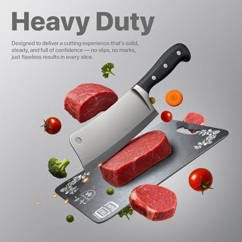 Image of Large 304 Stainless Steel Cutting Board for Kitchen - Vegetable and Fruit Cutter, Long Life Metal Chopping Board (35 x 25 cms)