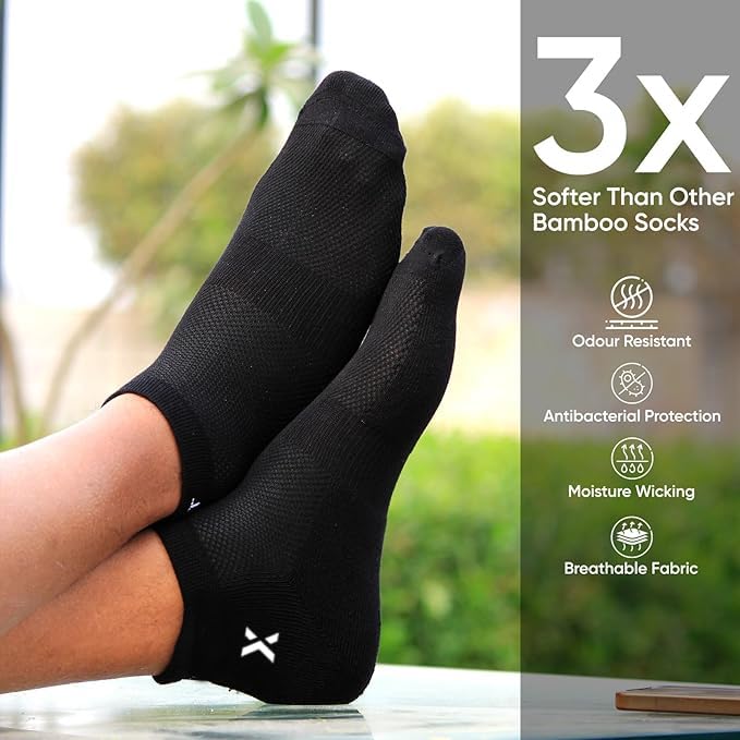 Image of Men's Low Cut Ankle Socks Pack | Bamboo Cushioned Sports Socks for Gym, Running, Walking