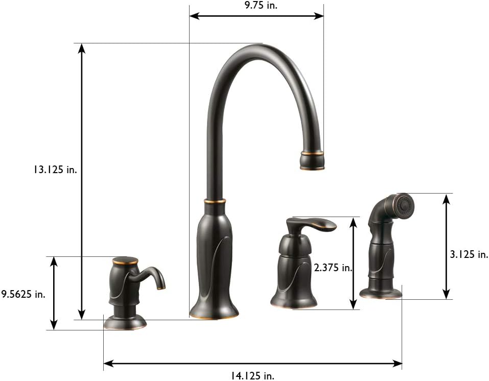 Bеѕt Dеаl Prоduсt Design House 525790 Madison Single-Handle Kitchen Faucet with Side Sprayer with Soap Dispenser, Oil Rubbed Bronze