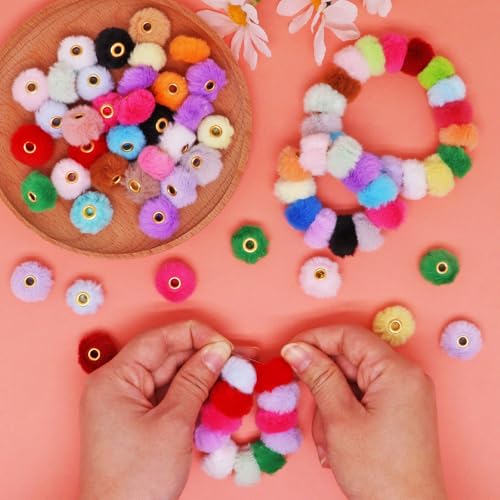 Pompons multicolores en fausse fourrure pour personnaliser vos accessoires