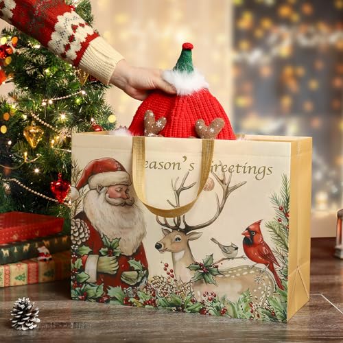 STYPOP 12 Pack 17" Extra Large Christmas Gift Bags, Reusable Non-Woven Christmas Tote Bags with Handles, Perfect for Gift Wrap/Party Favor Supplies, 16.9 * 12.6 * 6.8" - image 4