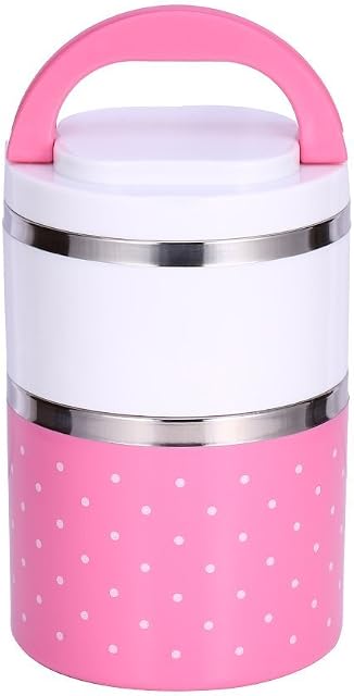 Thermal Food Container,Insulation Thermal Lunch Box Bento Box, 1/2/3 Layers Portable Insulated Thermo Stainless Steel Lunch Box Isolated Food Container Leakproof Stackable with Handle