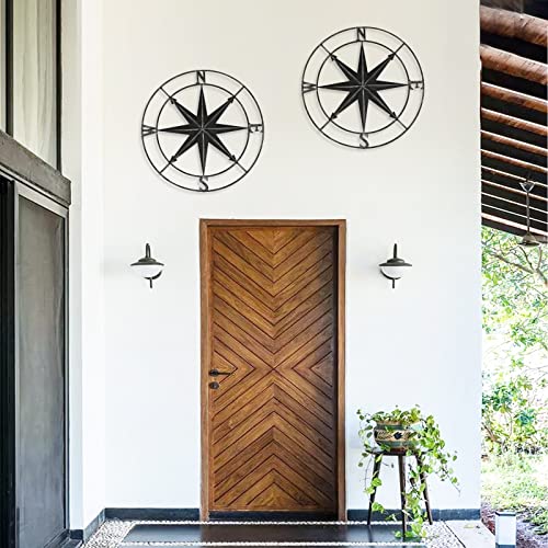 Aboxoo Round Metal Compass Decorative Compass Metal Wall Art Hanging Wall Sculpture 11 Inch Black Diameter Farmhouse Decor Indoor Or Outdoor Sign thumb #4