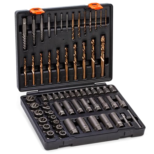 THINKWORK Broken Bolt Extractor Kit, 65 Pieces Easy Out Screw Extractor Set, Lug Nut Removal Tool...