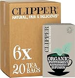 Clipper Organic Peppermint Tea Bags | 120 Infusion Mint Teabag Sachets (6x Boxes of 20) | Bulk Buy, Home & Catering | Caffeine-Free Herbal Tea Bags | Natural, Unbleached, Plant-Based & Biodegradable