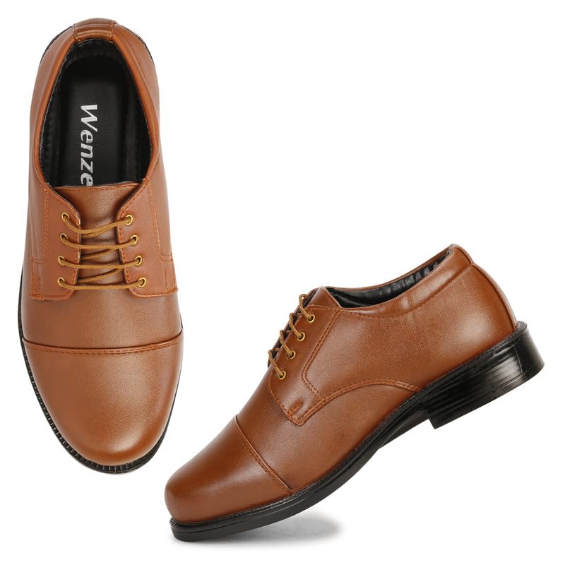 WENZEL Mens Formal Shoes Synthetic Leather Lace Up Shoes Latest Style Office Shoes for Men - Tan Color (Size -14) (B0CG3QZL9V) Amazon Price History, Amazon Price Tracker