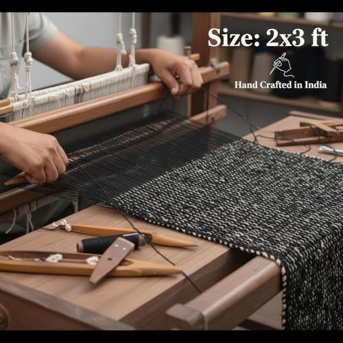 Tapete de yute trenzado negro 2x3 pies miniatura 4