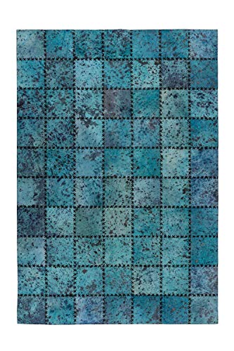 One Couture Cuir Patchwork Tapis Moderne Stiches Cousu Braun Rouge Turquoise Noir Orange - Turquois, 120cm x 170cm