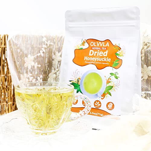 Image of Olvvla - Dried Honeysuckle Flowers, 2.5oz /71g, Jin Yin Hua Loose Buds | Natural honeysuckle flowers, Chinese edible Jin Yin Hua loose buds, caffeine-free for herbal tea infusions