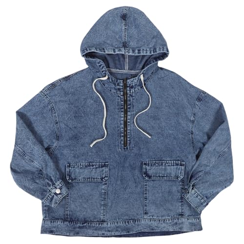 Veste jean à capuche femme pour un style streetwear décontracté au printemps