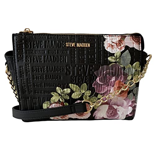 Image of Steve Madden BLEXI Crossbody Bag (Black Floral Logo Embossed)