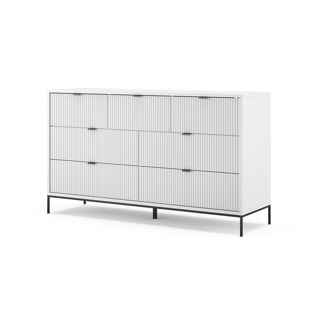 Vicco Aparador Eliza, Blanco, 42 x 81 cm con 7 cajones, para Guardar Ropa y artículos del hogar