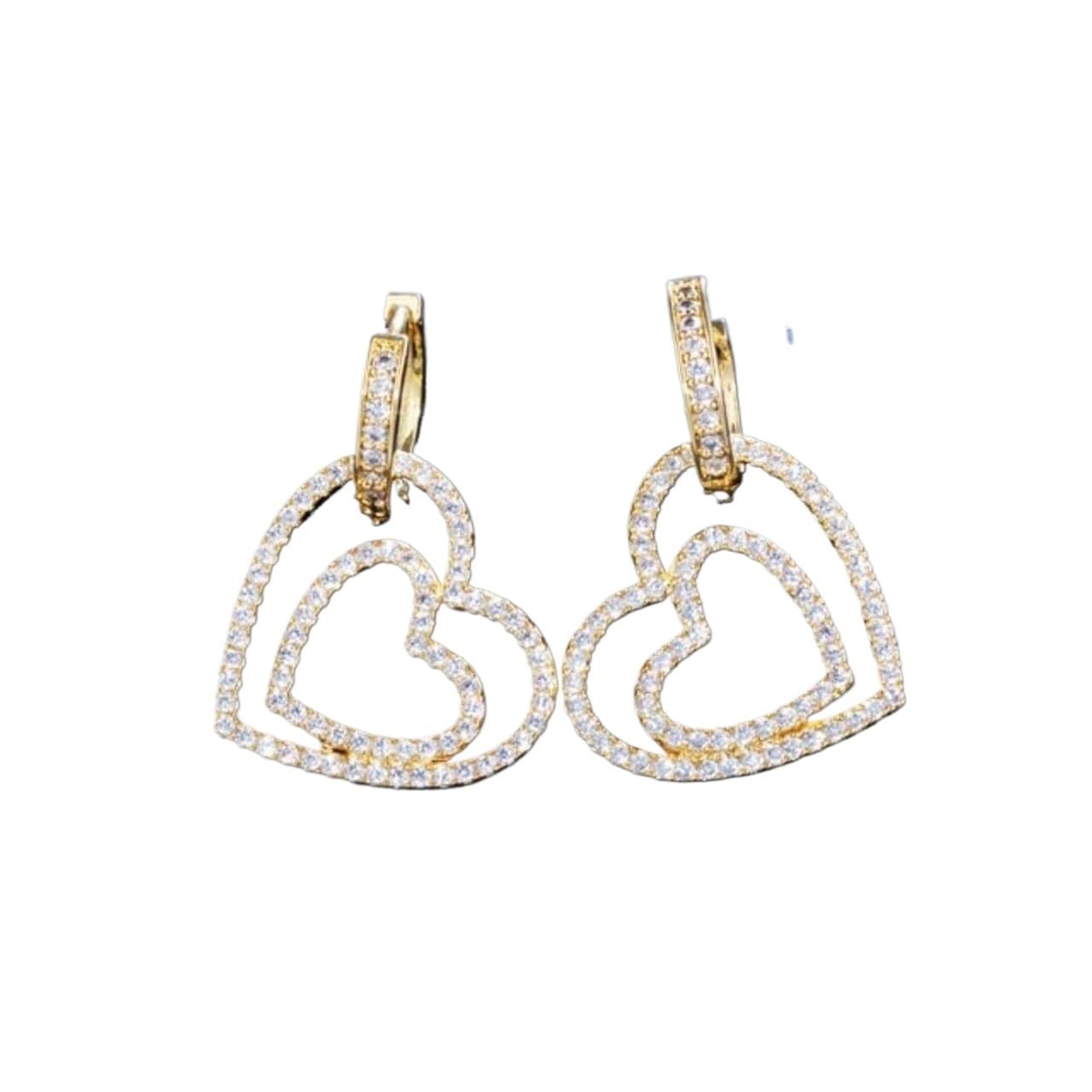 JFGCTYHXY Earrings, Zircons Micro Pave Cubic Zirconia Cute Double Heart Shape Huggie Hoop s For Women Ear Jewelry