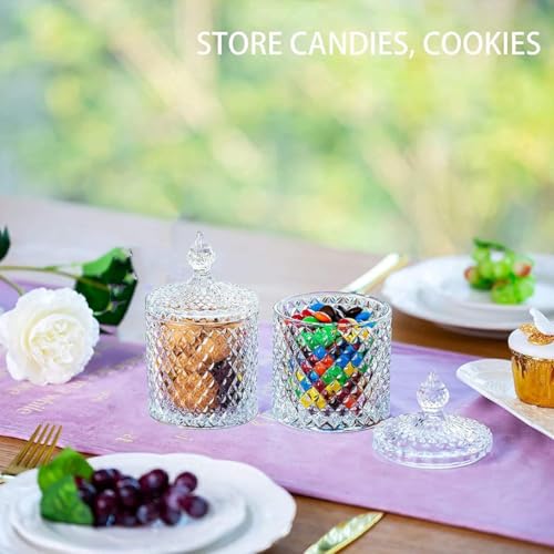 Image of Stylish Home Decor Crystal Clear Glass Sugar Candy Mukhwas Jar Bowl Pickle Storage Container Pot with Lid CRYSTAL CANDY JAR 2.5