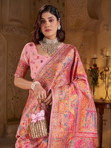 Image of SGF11 Women's Kanjivaram Pure Soft Silk Saree With Unstitched Blouse Piece
