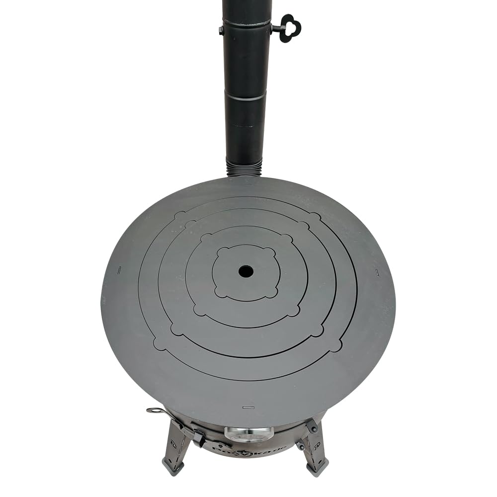 Termómetro para horno de 44 cm de diámetro, 5 anillas, 48 cm, hierro fundido, tapa de 46,5 cm de diámetro, 16 L, cuchara espumadera de 48 cm (set – 517)