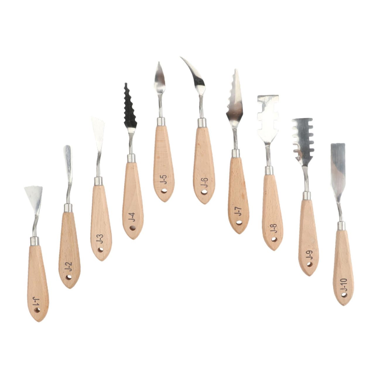 NUOBESTY Art Oil Painting Tools Set 10pcs Spatula Knives Stainless Steel Mixed Wood Handle for Pigment Mixing