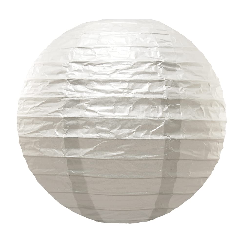 LumaBase Round Paper Lanterns, White - Set of 5