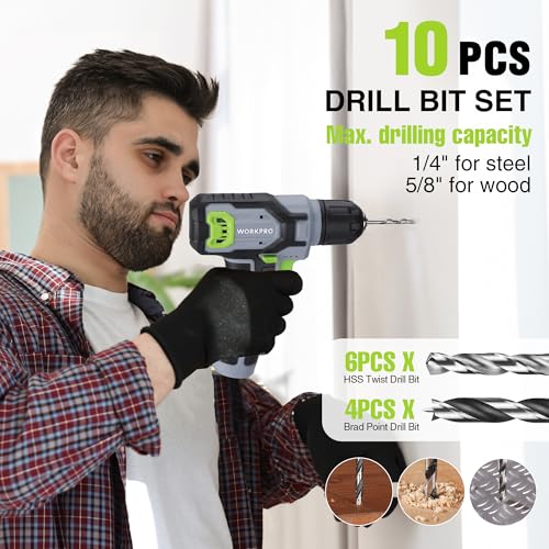 Image of WORKPRO Power Drill Set with Stackable Tool Box, 8V Cordless Drill Driver and Bit Set, 2.0Ah Electric Cordless Screwdriver Kit with 3 /8 inch Keyless Chuck, For Home Repair, DIY