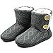 ONCAI Damen warme Hausschuhe Gestrickte Mode Winterschuhe Muster gedruckt rutschfeste Baumwollschuhe,Reines Grau,38/39 EU
