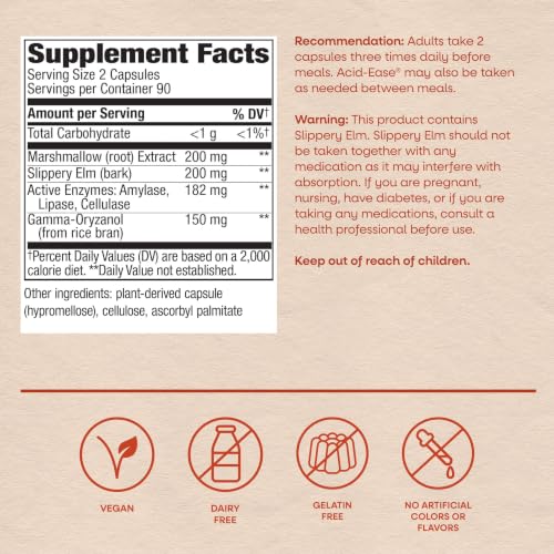 Nature's Way Acid-Ease Slippery Elm Bark Digestive Enzyme Support*, 180 ct - image 6