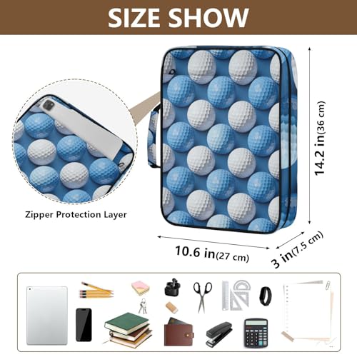 Carpeta expandible de pelotas de golf con cremallera A4 y 7 bolsillos azul y blanco 3