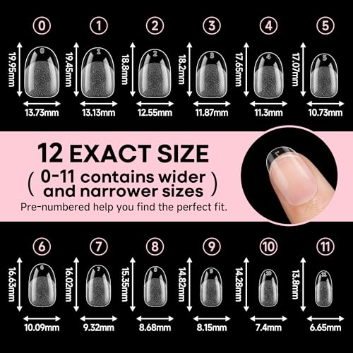 Image of UNA GELLA Oval Round Nail Tips Half Matte 504pcs Short Oval Round Gel Nail Tips Easily Nail Extension for False Fake Acrylic Press On Nails, 12 Sizes Short Gelly Tips