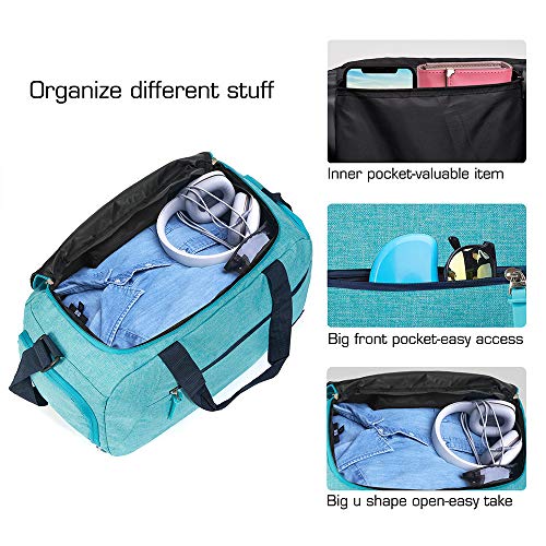 Rotot Sport Duffel Bag, Gym Bag with Waterproof Shoe Pouch, Weekend Travel Bag with a Water-resistant Insulated Pocket (33L) (Teal)
