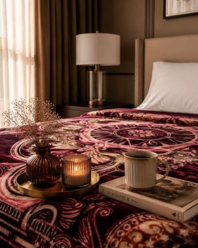 Image of Signature Premium Winter Mink Blanket for Single Bed | Heavy Warm Soft Blanket for Winters | Ultra Soft, Skin Friendly, Breathable, Single Layer Mink Blanket for Adults & Kids (Imperial Medallion)