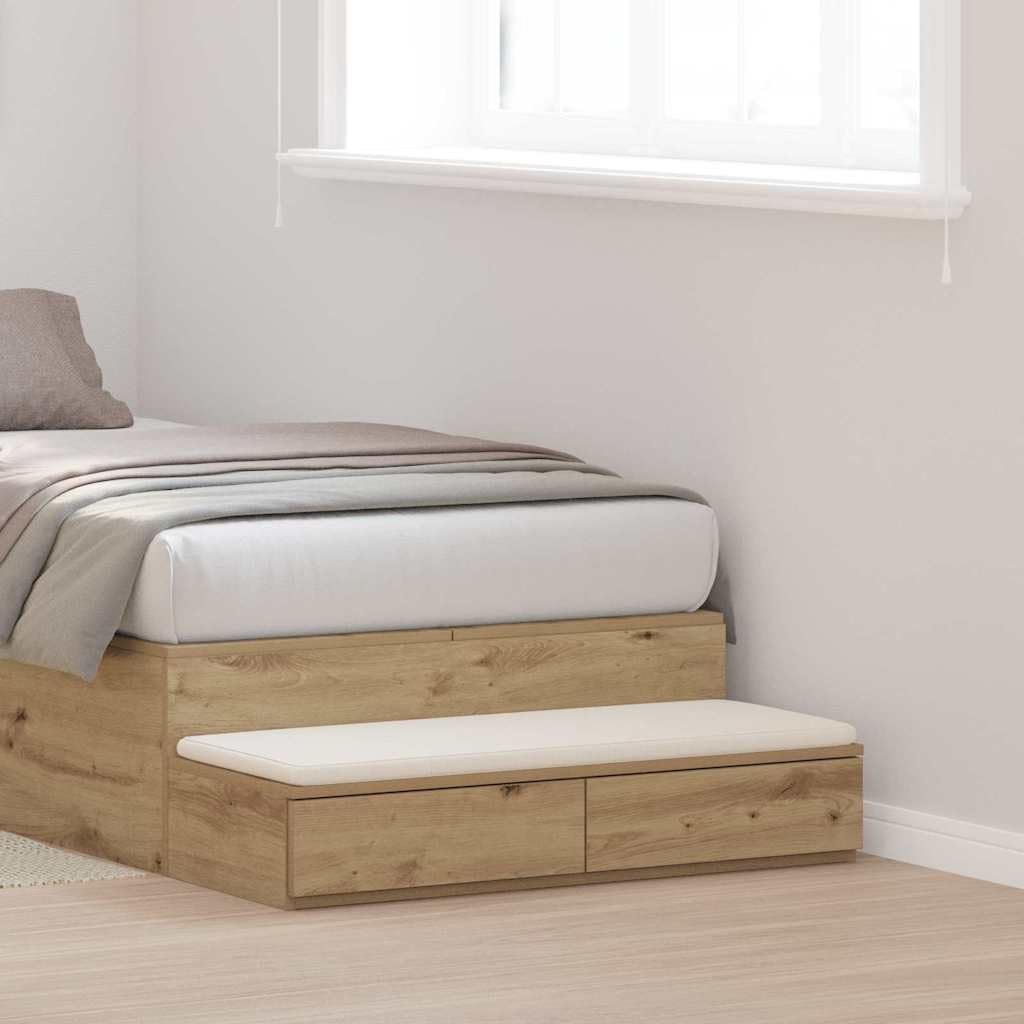 vidaXL Cassetti per Letto Rovere Artigianale 80 x 36,5 x 16,5 cm, Mobili per la Camera minimalisti, unità Elegante, Soluzione spaziosa, Scatola in Legno Resistente, Design salvaspazio