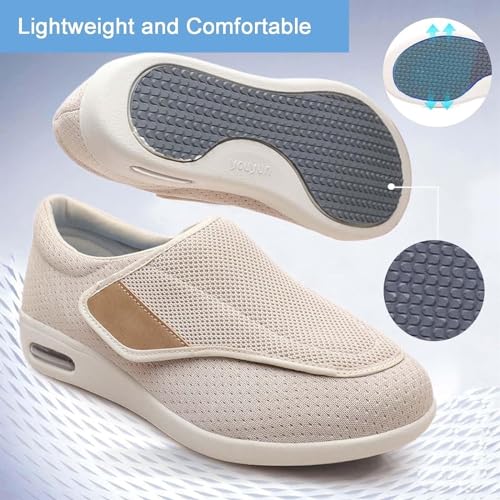 Mens Edema Swollen Shoes, Men's Lightweight Adjustable Walking Mesh Breathable Diabetic Shoes, Swollen Feet Diabetic Edema Boots Slippers, for Plantar Fasciitis, Feet, Bunions, Slipper2