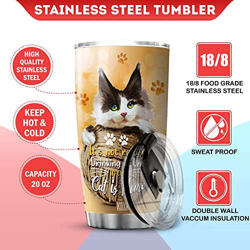 Koixa Cat Lover Coffee Tumbler Its Not Really Drinking Alone If The Cat Is Home 20 Oz Insulated Travel Cup Stainless Steel Cute Cats Pet Animal Mug Funny Things For Cat Owners #TOP6