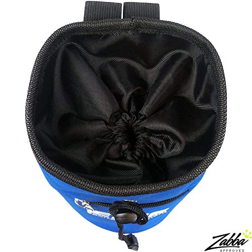 Rock Climbing Chalk Bag and 2 x Chalk Balls - No Leak Drawstring Bag and Secure Zip Pocket, Blue