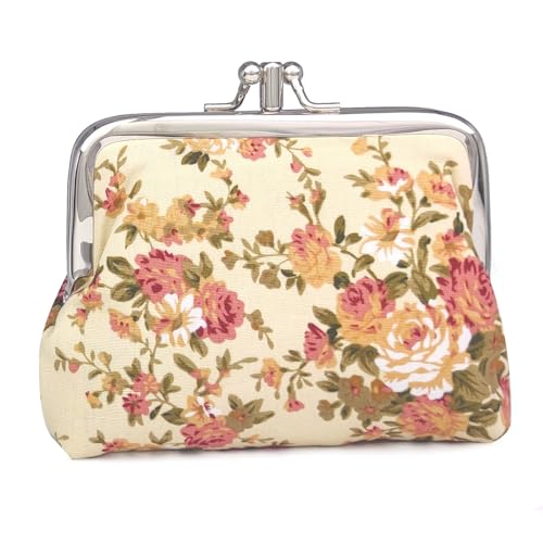 Image of Cute Floral Buckle Coin Purses Vintage Pouch Kiss-lock Change Purse Wallets