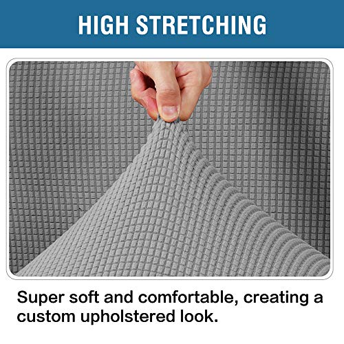 Image of H.VERSAILTEX Ottoman Cover Slipcover Rectangle Fit Length 29 inch-34 inch Footrest Sofa Slipcovers Stool Cover Footstool Protector Covers Feature Stretch Thick Soft Jacquard Fabric Removable Washable - Dove