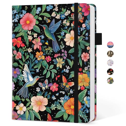 Taja Aesthetic Lined Journal for Women, Pretty 6' x 8' Notebook for Work & Note with 160 College Ruled Pages, Hardcover Leather Notebook for Journaling, Note Taking, Bible Study, Hummingbird