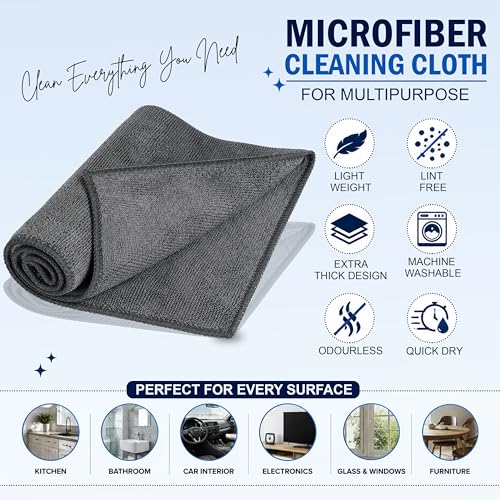Image of JD FRESH 2 Pack Microfiber Cloth 40x40 cm /400 GSM Thick Lint & Streak Free Multipurpose Cloth /Automotive Microfibre Towel for Car Bike Cleaning Polishing Washing Detailing Interior Exterior - Grey