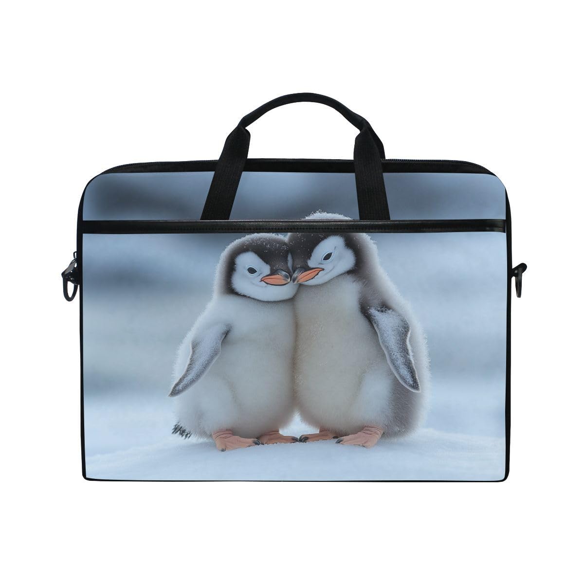 Nander Snow Penguins 15 inch Laptop Case, Laptop Shoulder Bag, Multi-Functional Notebook Sleeve, Carrying Case with Strap for Chromebook MacBook Stream
