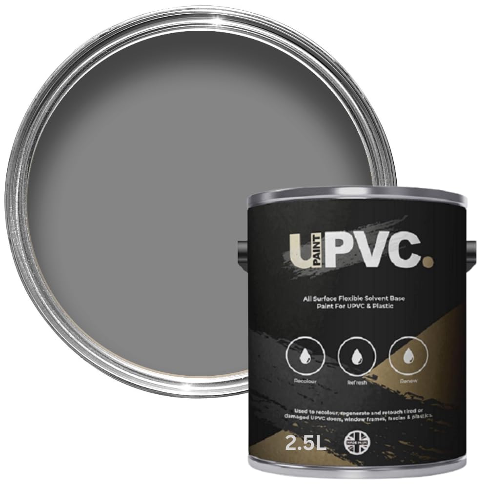 upaintpvc - All-In-Once UPVC Plastic Paint - Windows - Doors - Frames - Conservatories - Fascia - Downpipes - Guttering | Semi Matt Sheen Finish - 2.5 Litre (Dusty Grey Ral 7037)