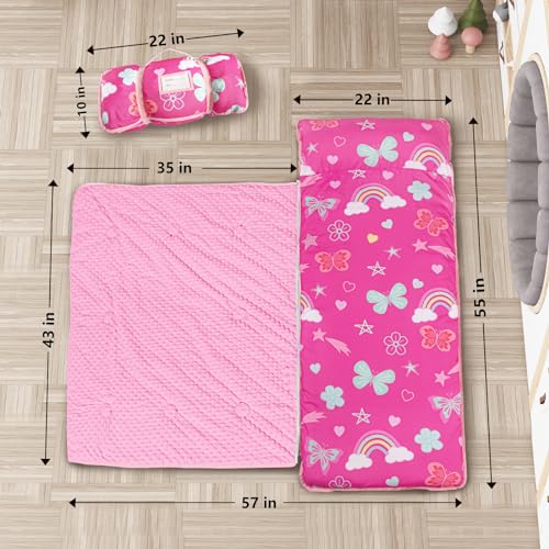 Image of Primlect Toddler Nap Mat Extra Large Thickened 55''x35'', Soft Sleeping Bag with Detachable Minky Blanket and Pillow, Portable for Daycare, Preschool, Kindergarten, Travel, Boys and Girls