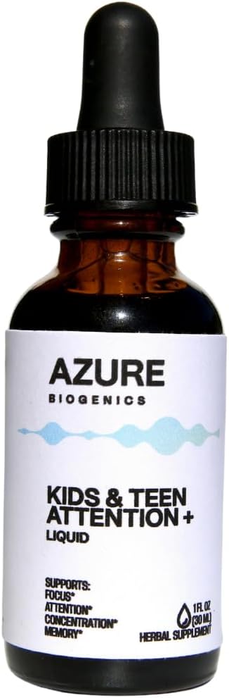 Kids & Teen Attention Liquid Herbal Supplement - Focus & Memory Formula with Ginkgo, Gotu Kola, Licorice & Rhodiola - Natural Brain Support & Concentration - Non-GMO, Vegan, Gluten-Free*