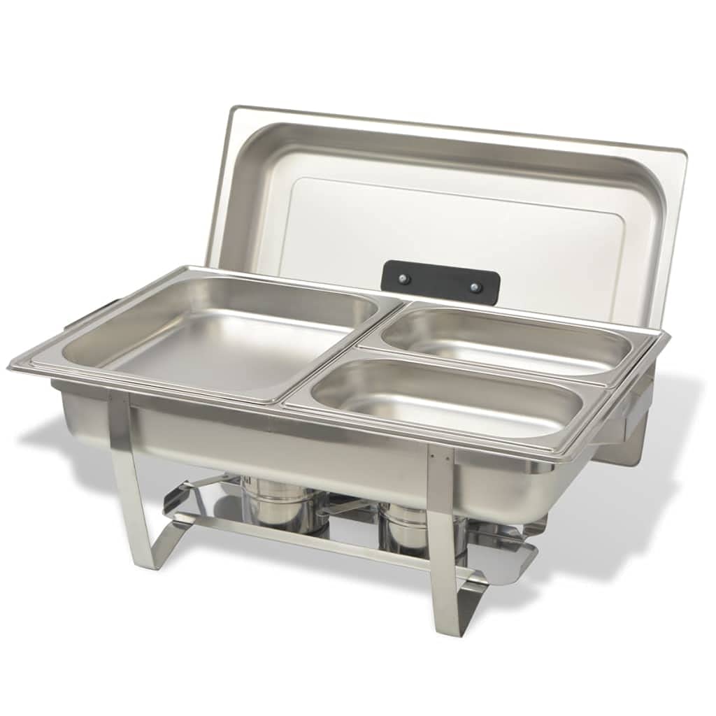 Chafing Dish - Set di 2 scaldavivande in acciaio inox con stazione di servizio Bainmarie per catering, gastronomia, feste, cucina, sala da pranzo, ristorante, hotel, feste, brunch, banchetti