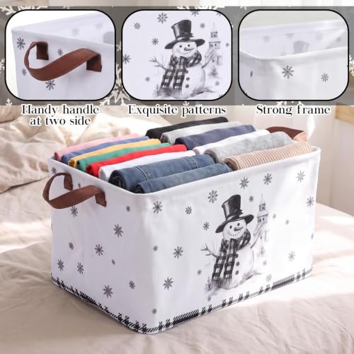 Image of Fourluoo 6 Pack Floral Storage Basket with Handles Clothes Storage Basket Bin Foldable Box Bins Organizer for Closet Shelf Nursery Kid Room Book Toy Chest(6,Black and White Christmas)